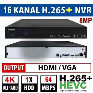 OPAX-16750-V2 16 KANAL 4K 8MP IPC 1HDD H.265+ NVR KAYIT CİHAZI (Adaptörsüz)